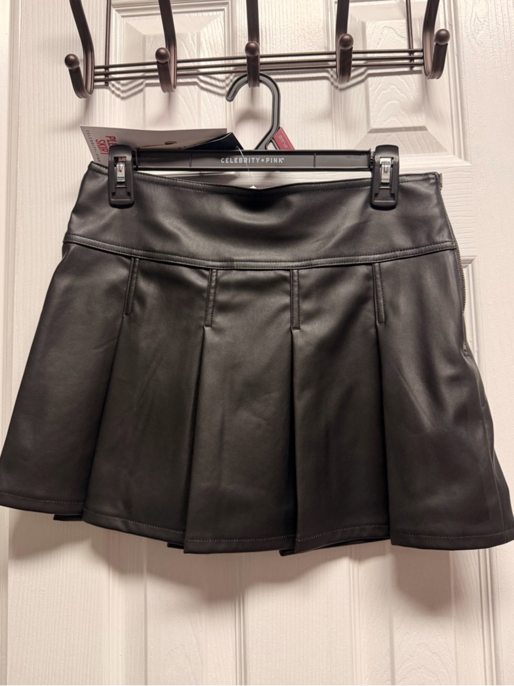 Celebrity Pink Black Faux Leather Skirt